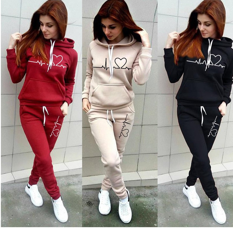 Autumn Women&#39;s Tracksuit Female Pullover Hoodies Jogging Pants 2 Piece Set Women Sweatshirt Sports Clothing Winter Warm Outfits