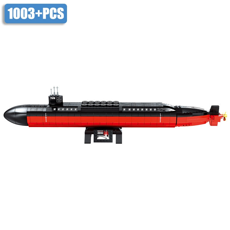 Military 1003pcs Ohio-class Nuclear Power Submarine Building Blocks Navy Battleship MOC Weapon Bricks Toys Gifts For Children