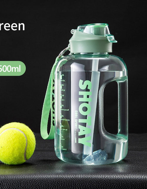 Load image into Gallery viewer, 2 Liter Water Bottle with Straw Large Portable Travel Bottles For Training Sport Fitness Cup with Time Scale FDA Free
