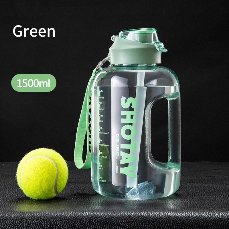 2 Liter Water Bottle with Straw Large Portable Travel Bottles For Training Sport Fitness Cup with Time Scale FDA Free