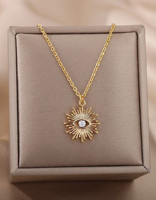 Load image into Gallery viewer, Turkish Evil Eye Pendant Necklace for Women Gold Plated Stainless Steel Necklaces 2023 Trending Choker Lucky Aesthetic Jewelry
