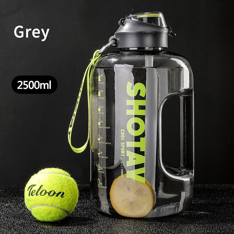 2 Liter Water Bottle with Straw Large Portable Travel Bottles For Training Sport Fitness Cup with Time Scale FDA Free