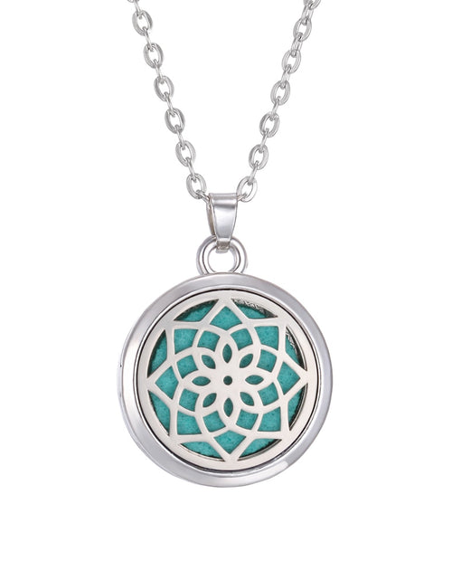 Load image into Gallery viewer, Tree of Life Aromatherapy Necklace Perfume Essential Oil Diffuser Open Stainless Steel  Locket Pendant Aroma Diffuser Necklace
