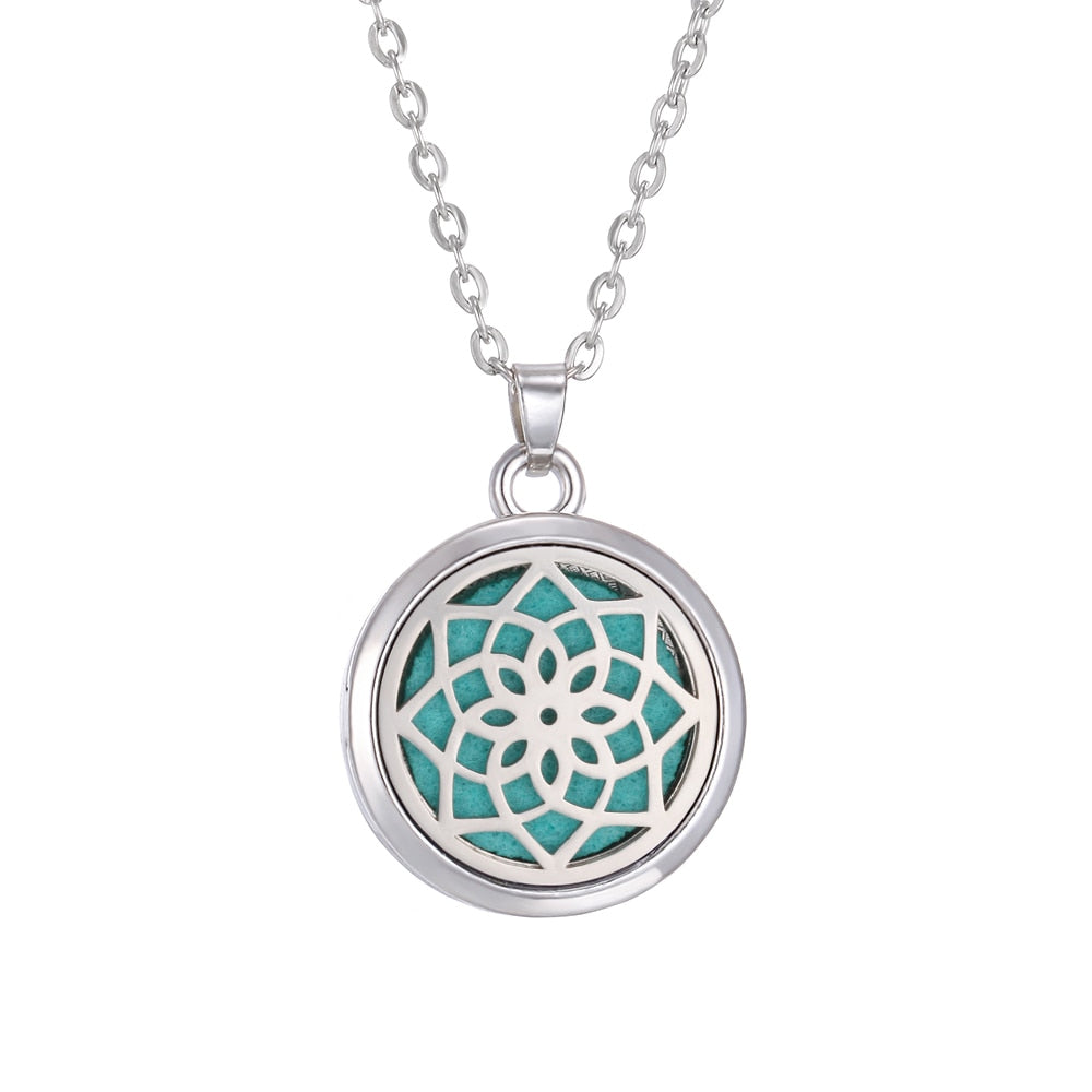 Tree of Life Aromatherapy Necklace Perfume Essential Oil Diffuser Open Stainless Steel  Locket Pendant Aroma Diffuser Necklace