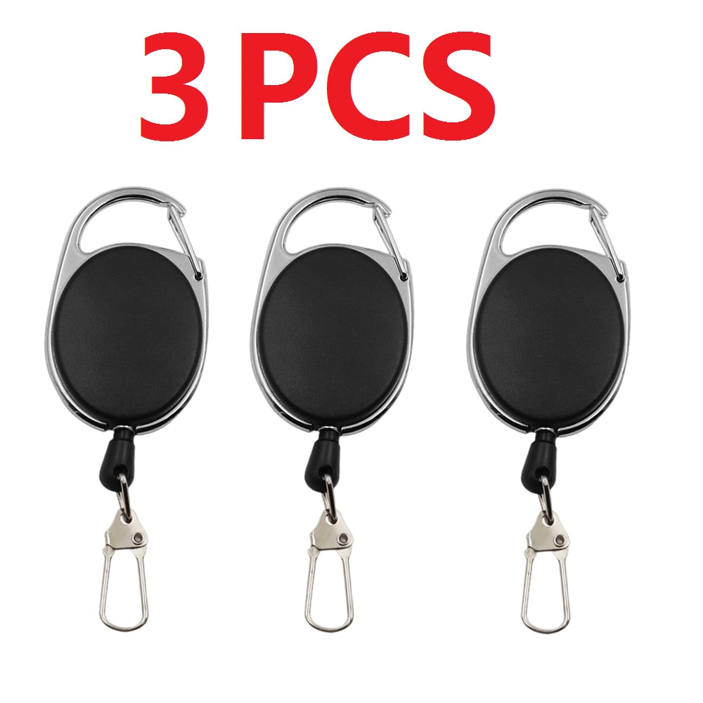 1-4pcs Retractable Key Chain Reel Badge Holder with Quick Release Spring Clip