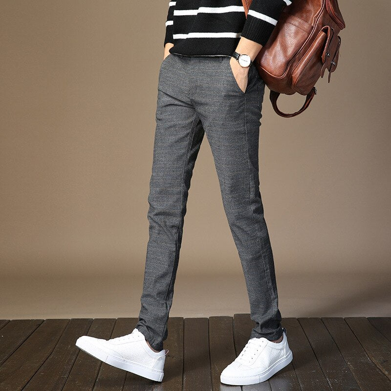 Brand New Men&#39;s Trousers Casual Elastic Straight Men Trousers Thick For Male Mens Striped Pants Clothes Man Trouser