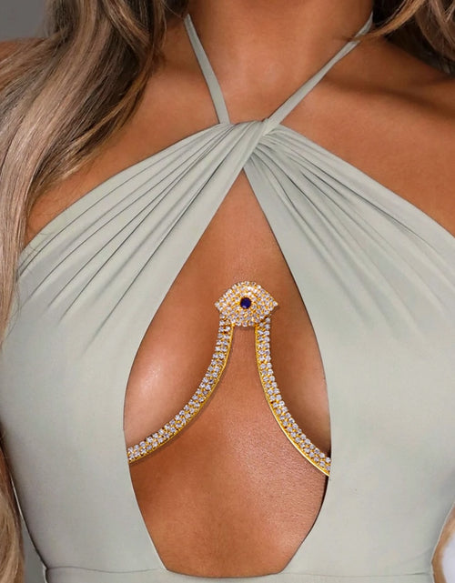 Load image into Gallery viewer, Demon Eye Chest Bracket Bra Necklace Bikini Body Jewelry Summer Beach Rhinestone Chest Chain Harness Festival Outfit
