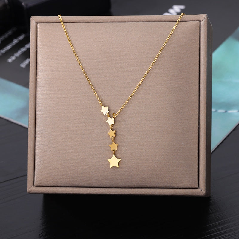 Evil Eye Necklace for Women Stainless Steel Gold Plated Feather Pendants Necklaces 2023 Trend Fashion Aesthetic Jewelry collares