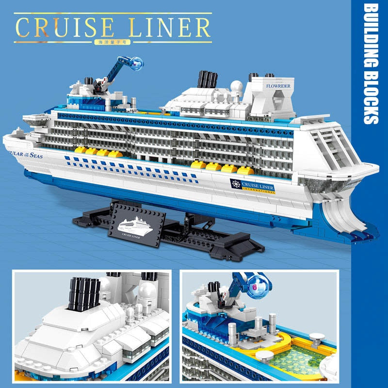 City 2428pcs Cruise Liner Mini Size Model Building Blocks Creative DIY Big Ship Ocean Liner White Boat Bricks Toys For Children