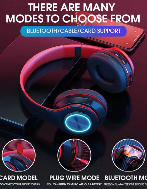 Load image into Gallery viewer, B39 Headset Wireless Bluetooth Headset Colorful Luminous Card-Inserting Game Music Sports Support Mobile Phone Computer
