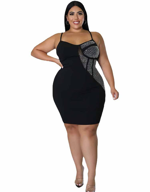 Load image into Gallery viewer, Dress Backless Women Spaghetti Strap Sexy Short Dress Black Diamonds Plus Size Dresses Wholesale Bulk Dropshipping
