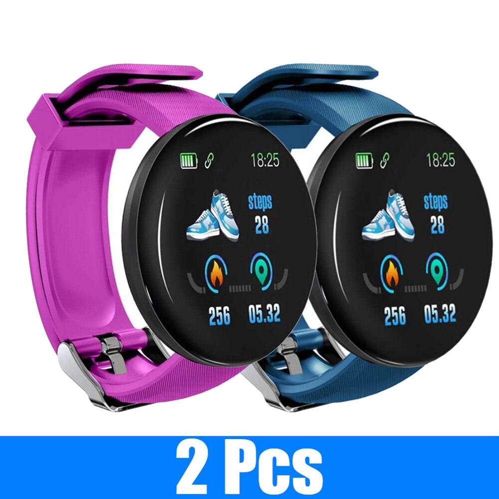 2Pcs D18 Smart Watch Men and women digital Watch Bluetooth Sports fitness tracker pedometer D18S smart watch for Android iOS