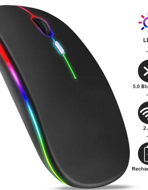 Load image into Gallery viewer, Rechargeable Bluetooth Wireless Mouse with 2.4GHz USB RGB 1600DPI Mouse for Computer Laptop Tablet PC Macbook Gaming Mouse Gamer
