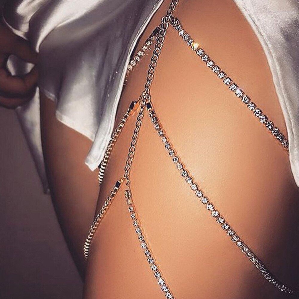 Multi-layer Metal Thigh Chain Sexy Imitation Pearl Leg Chain for Women Bohemian Style Body Chain Personality Leg Jewelry