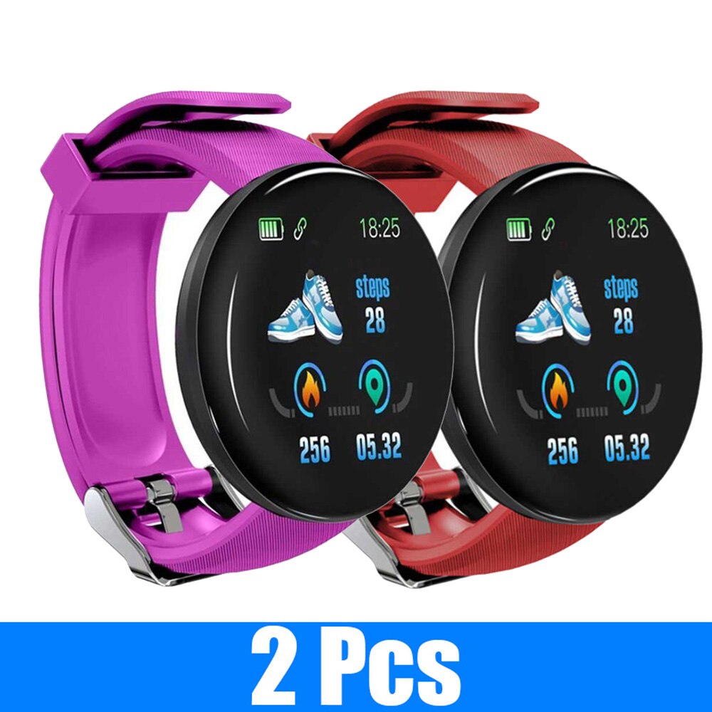 2Pcs D18 Smart Watch Men and women digital Watch Bluetooth Sports fitness tracker pedometer D18S smart watch for Android iOS