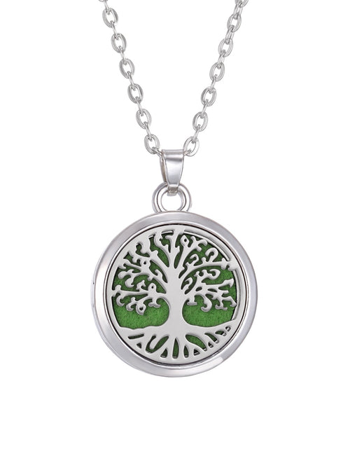 Load image into Gallery viewer, Tree of Life Aromatherapy Necklace Perfume Essential Oil Diffuser Open Stainless Steel  Locket Pendant Aroma Diffuser Necklace
