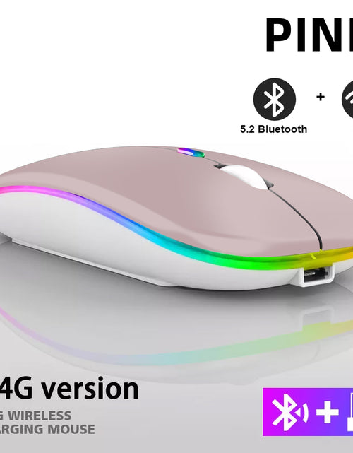 Load image into Gallery viewer, Rechargeable Bluetooth Wireless Mouse with 2.4GHz USB RGB 1600DPI Mouse for Computer Laptop Tablet PC Macbook Gaming Mouse Gamer
