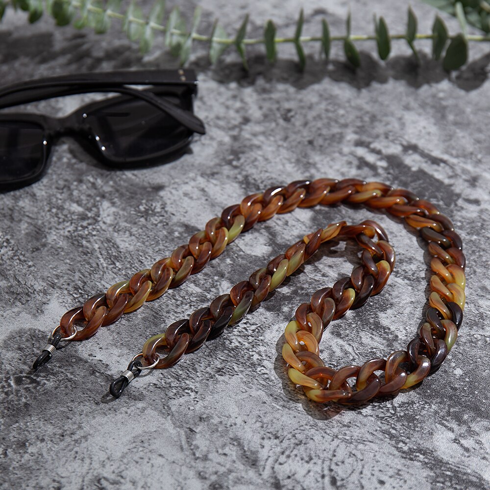 Acrylic Reading Glasses Chain Women Anti Slip Amber Leopard Color Sunglasses Chain Mask Strap Neck Lanyard Accessories