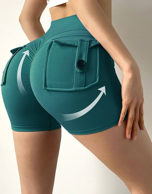 Load image into Gallery viewer, Women Sport Shorts Pockets Gym Sexy High Waist Workout Push Up Booty Scrunch Biker Shorts Pants Fitness Cycling Tights
