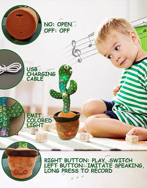 Load image into Gallery viewer, Dancing Cactus Toy Repeat Talking USB Charging Can Sing Record Cactus Bailarín Dansant Kids Education Toys Birthday Present
