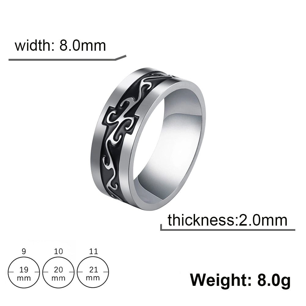 Stainless Steel Ring for Men Women 8MM Wide Geometric Casual Finger Rings 2023 Fashion Jewelry Wedding Gift for Lover