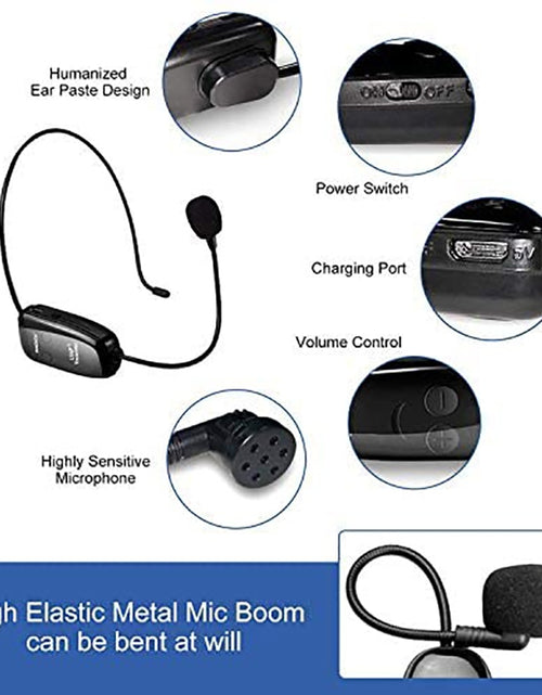 Load image into Gallery viewer, Wireless Microphone Headset UHF Wireless Mic Headset and Handheld 2 in1 160 ft Range for Voice Amplifier, Stage Speakers, Teach
