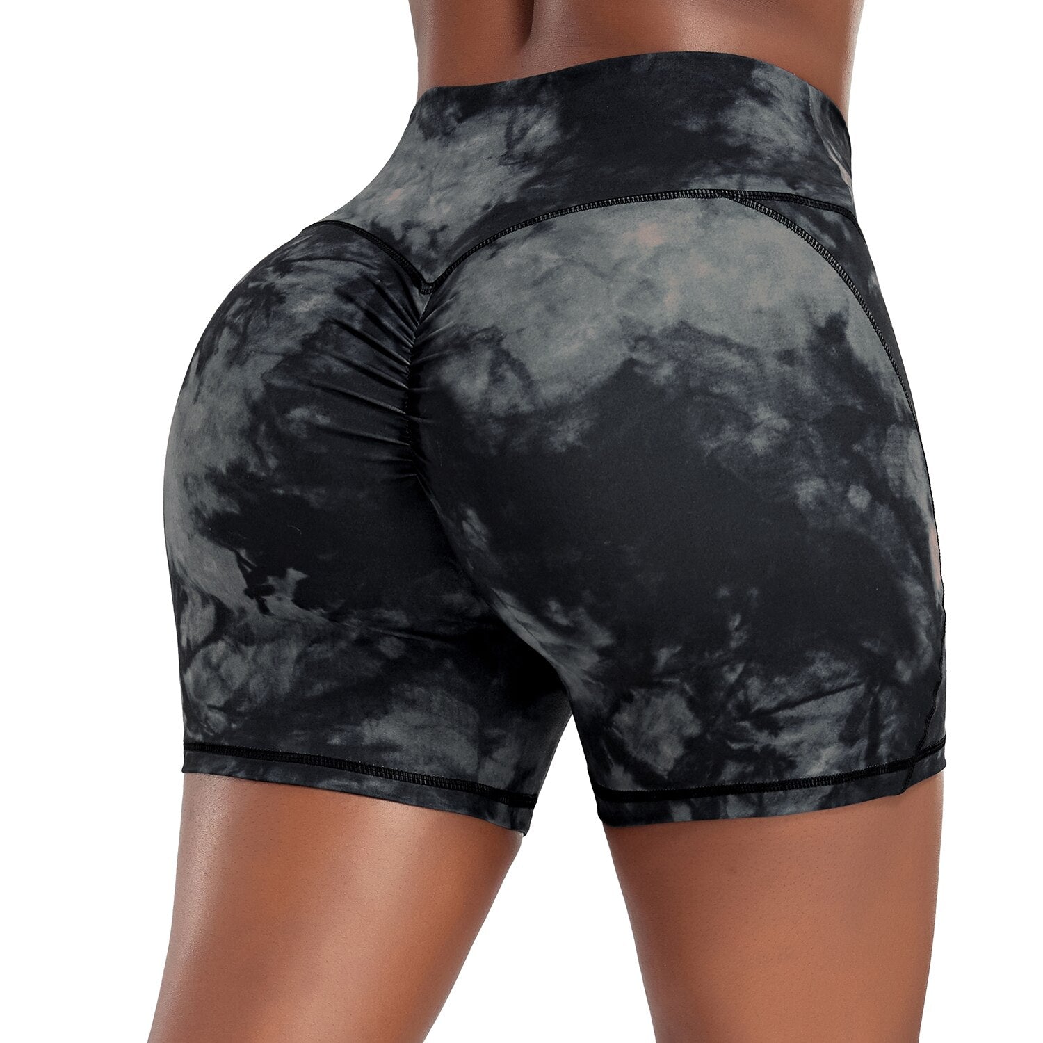 Tie-dyed Seamless Yoga Shorts Fitness Women High Waist Booty Scrunch Elastic Leggings 2023 New Gym Push Up Squat Proof Tights