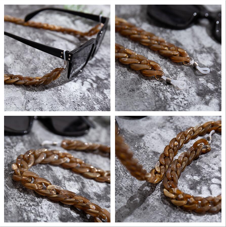 Acrylic Reading Glasses Chain Women Anti Slip Amber Leopard Color Sunglasses Chain Mask Strap Neck Lanyard Accessories