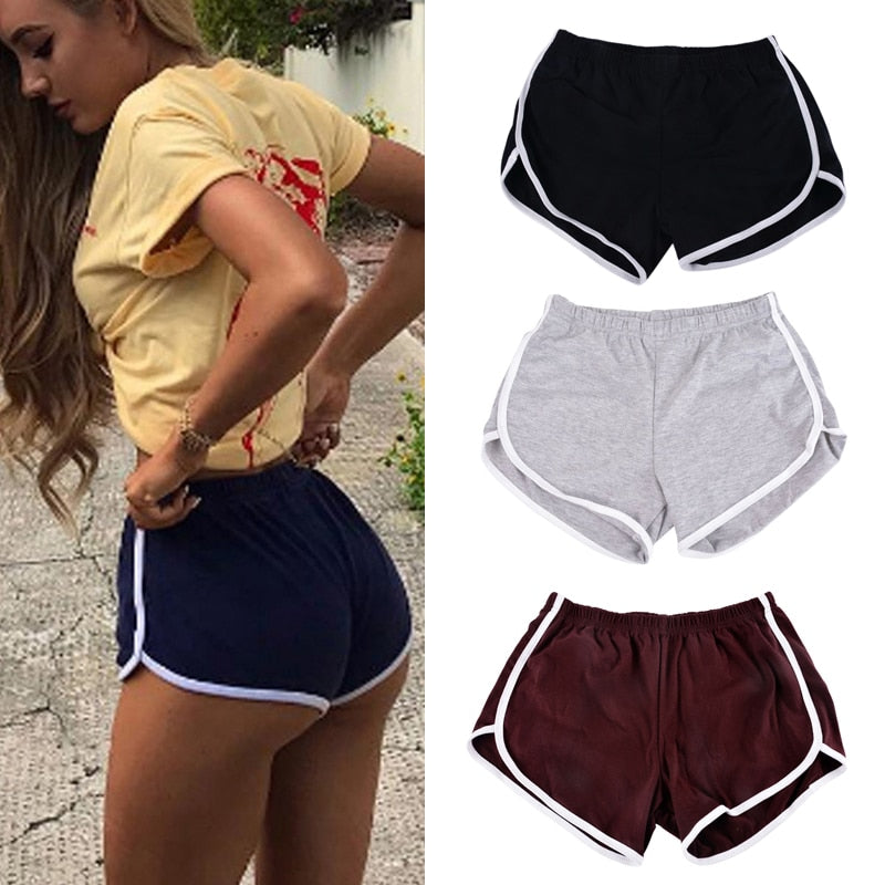 Women Sports Shorts Short Pants Gym Workout Stretch Waist Casual Waistband Running Jogging Short Size S-XXL