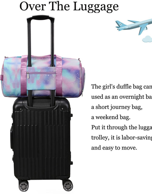 Load image into Gallery viewer, Kids Duffle Bag For Girls Teens Gymnastics Gym Bag Kids Dance Bag Shoe Compartment Wet Pocket Weekender Overnight Sports
