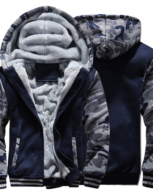 Load image into Gallery viewer, Men Winter Camouflage Jacket Fashion Wool Thicken Jackets Hooded Fleece Long Sleeve Coat Male Casual Streetwear Men&#39;s Clothing
