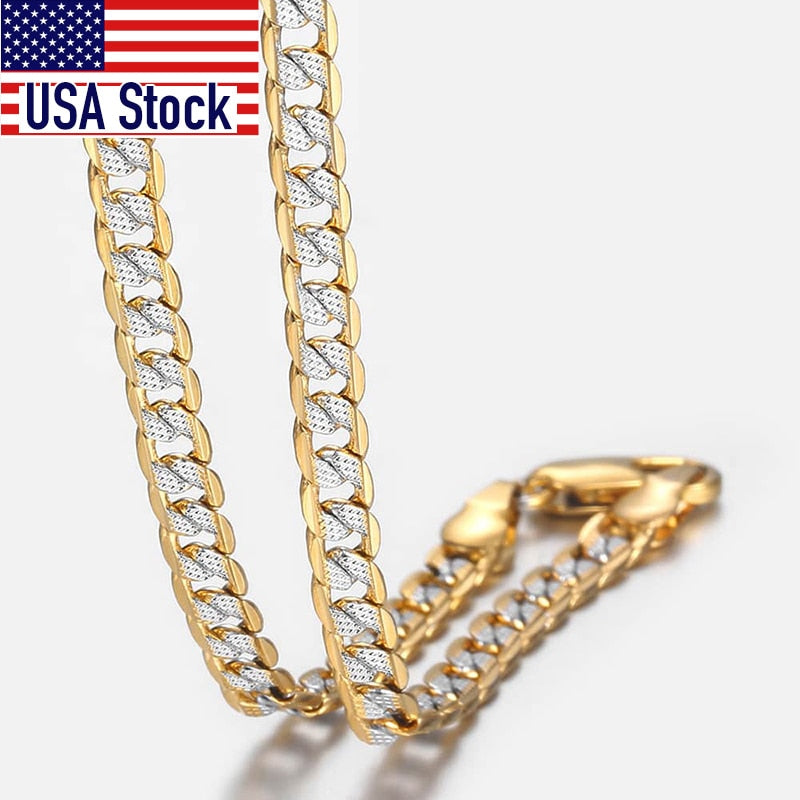 Gold Color Chain Necklace For Men Women Cuban Link Chain Male Necklace Fashion Men&#39;s Jewelry Wholesale Gifts 4mm GN64