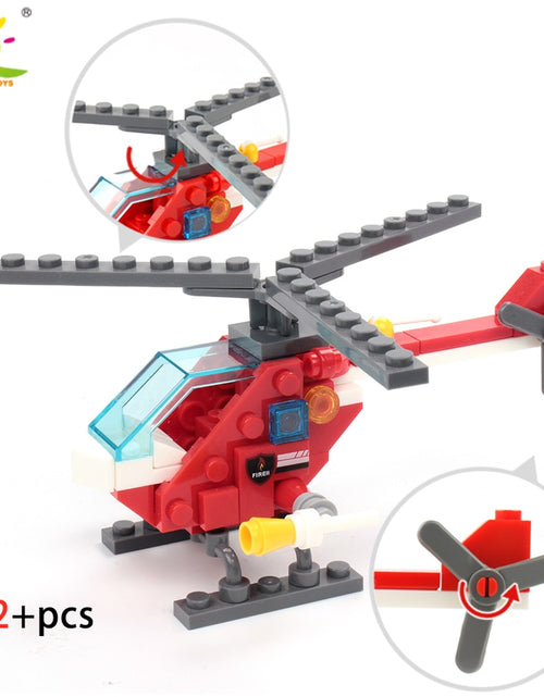 Load image into Gallery viewer, 348pcs Fire Fighting 4in1 Trucks Car Helicopter Boat Building Blocks City Firefighter Figures Man Bricks Children Toys
