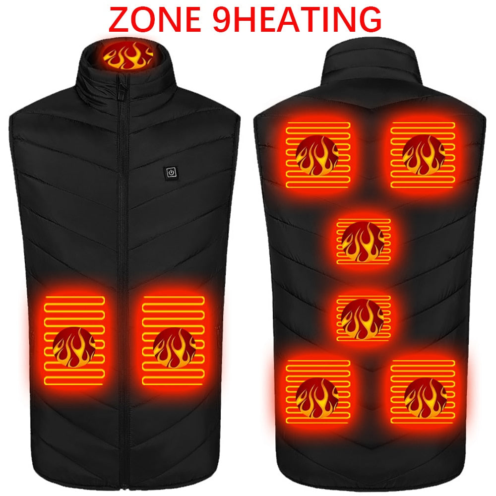 Heating jacket, USB smart switch 2-11 zone heating vest, electric heating hunting vest, men&#39;s and women&#39;s heating padded jacket