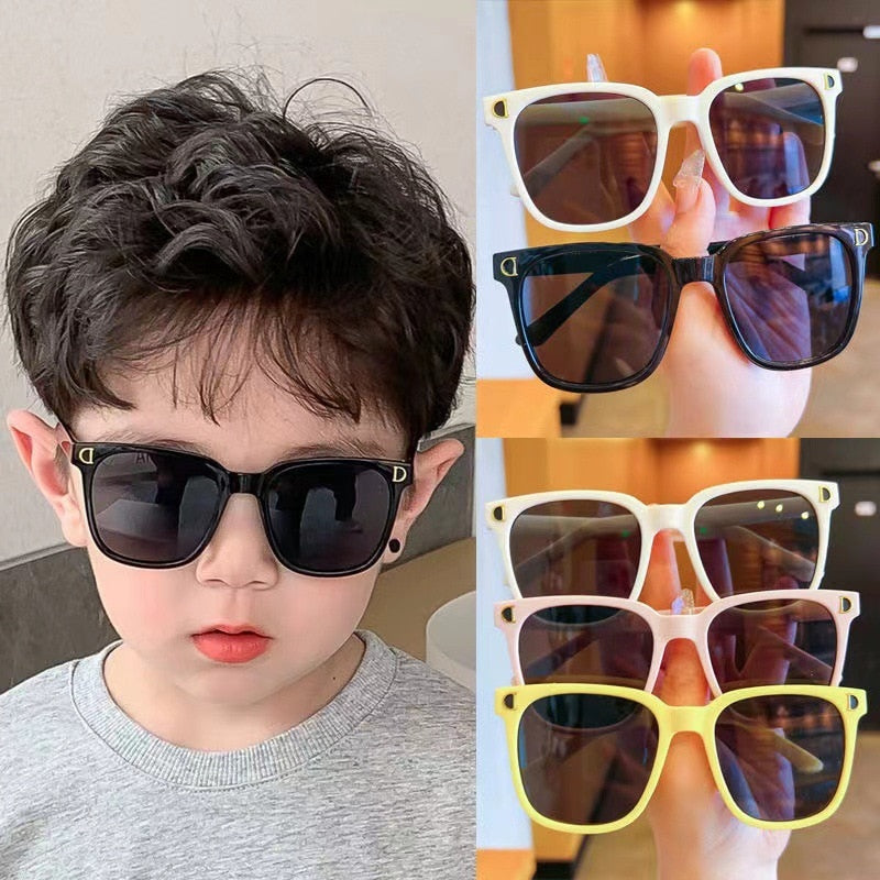 New Square Frame Children's Sunglasses Vintage Sunscreen Glasses Black Children's goggles UV400 Eyewear