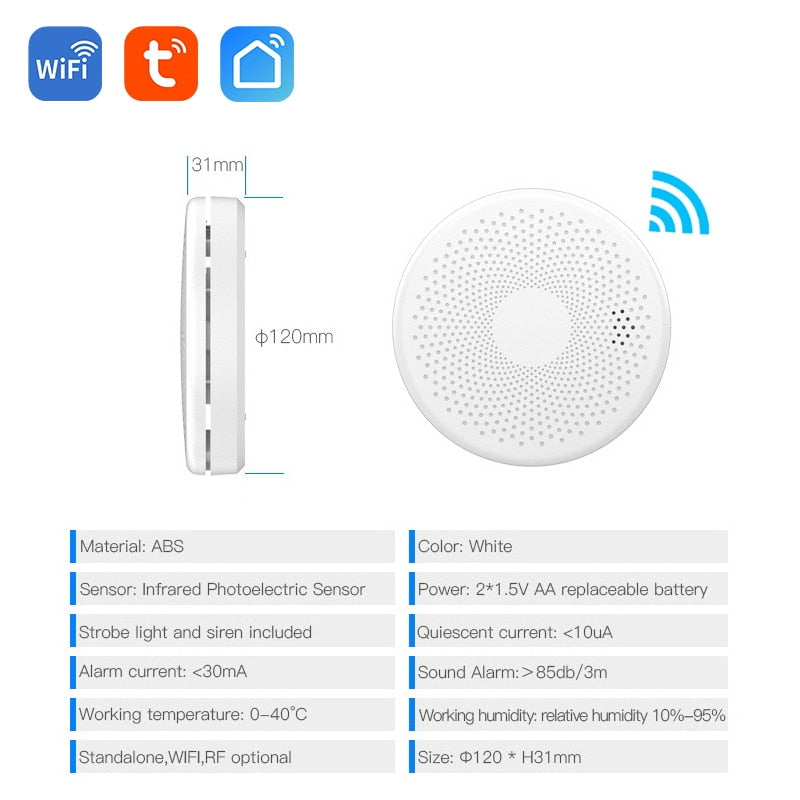 2 in 1 Version WiFi Function Tuya And Smart Life Smoke Detector Sensor &amp; Carbon Monoxide Co Gas Detector Smoke Fire Sound Alarm