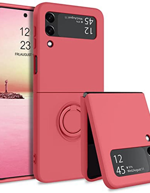 Load image into Gallery viewer, Ring Stand Magnetic Phone Case For Samsung Galaxy Z Flip 4 Flip 3 Bracket Skin Feel Silicone Cover For Samsung Z Flip4 3
