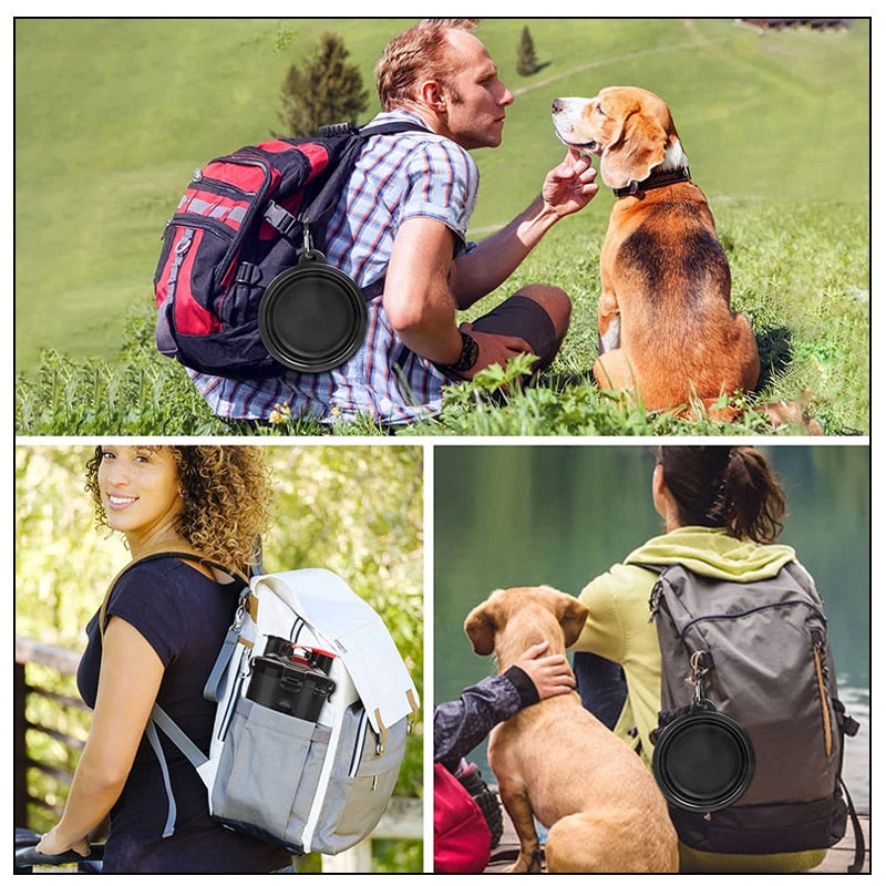 Food Storage Bottle Dog Feeding Bowl Cat Bowl Travel Water Bottle Foldable Silicon Feed Bowl Food Container Feeder for Pet