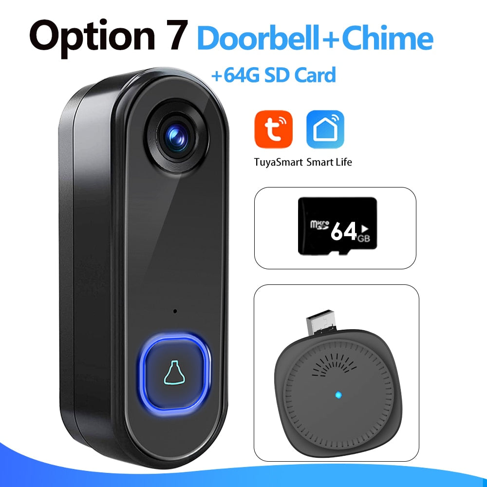 TUYA Video Doorbell WiFi  Wireless Outdoor Door Bell Camera AC DC Power 1080P Video Door Phone Waterproof IP65 Alexa Google Home