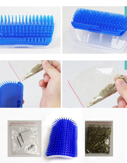 Load image into Gallery viewer, Cat Self Groomer With Catnip Soft Cats Wall Corner Massage Cat Comb Brush Rubs The Face With A Tickling Comb Pet Grooming Supply
