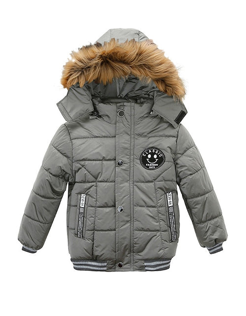 Load image into Gallery viewer, Autumn Winter Keep Warm Hooded Boys Jacket Fashion Fur Collar Heavy Cotton Outerwear For Kids 2-6Years Children Windbreaker Coat
