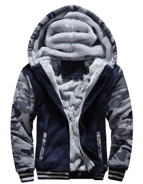 Load image into Gallery viewer, Men Winter Camouflage Jacket Fashion Wool Thicken Jackets Hooded Fleece Long Sleeve Coat Male Casual Streetwear Men&#39;s Clothing
