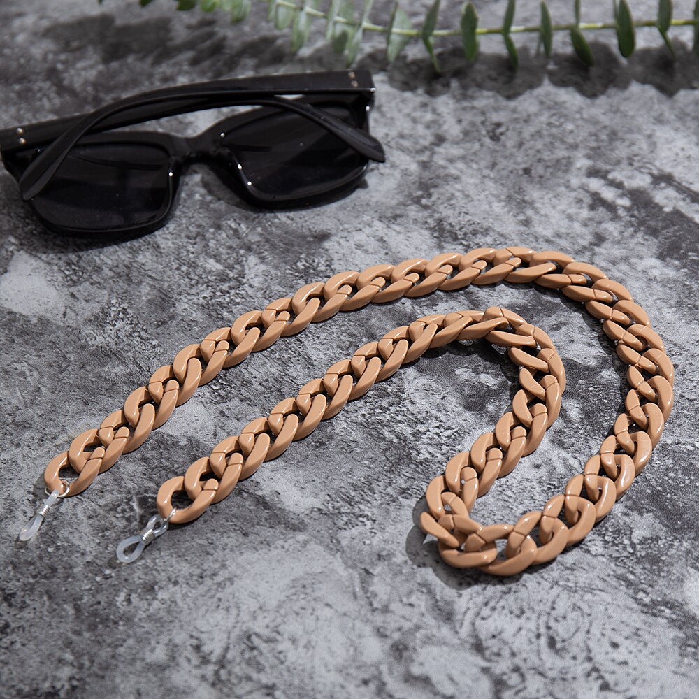 Acrylic Reading Glasses Chain Women Anti Slip Amber Leopard Color Sunglasses Chain Mask Strap Neck Lanyard Accessories