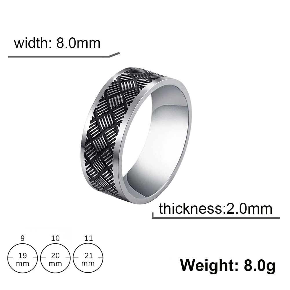 Stainless Steel Ring for Men Women 8MM Wide Geometric Casual Finger Rings 2023 Fashion Jewelry Wedding Gift for Lover