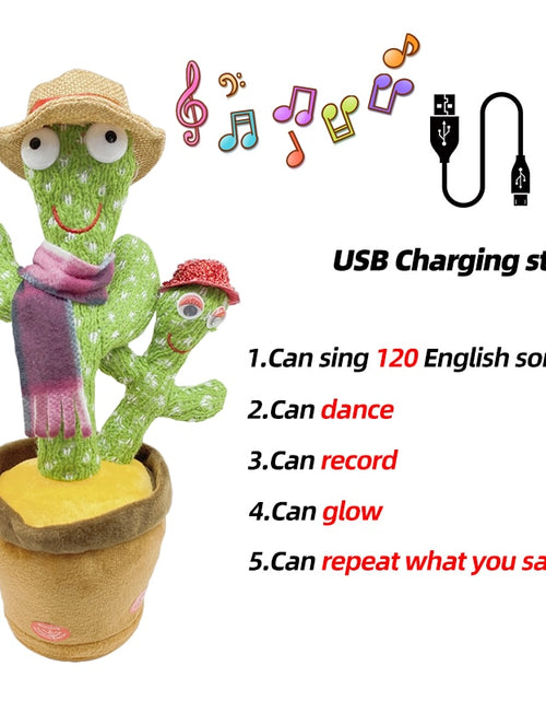 Load image into Gallery viewer, Dancing Cactus Toy Repeat Talking USB Charging Can Sing Record Cactus Bailarín Dansant Kids Education Toys Birthday Present
