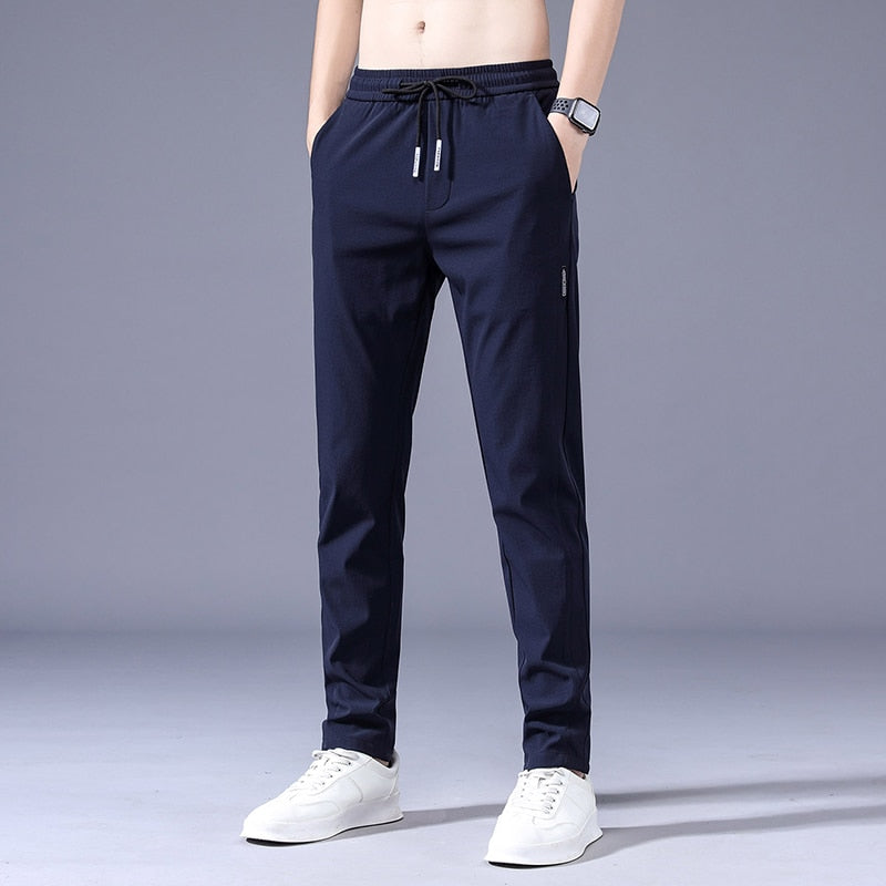 2023 Men&#39;s Trousers Spring Summer New Thin Green Solid Color Fashion Pocket Applique Full Length Casual Work Pants Pantalon