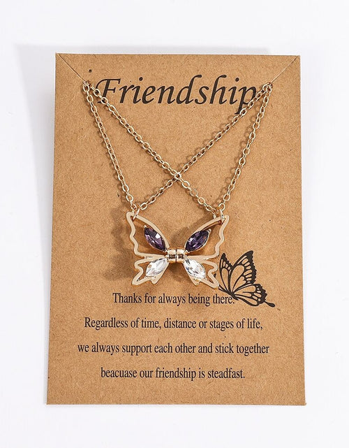 Load image into Gallery viewer, Dainty Magnetic Couple Necklace For Women Lovers Crystal Butterfly Pendant Clavicle Chain Best Friend Friendship Jewelry Gifts
