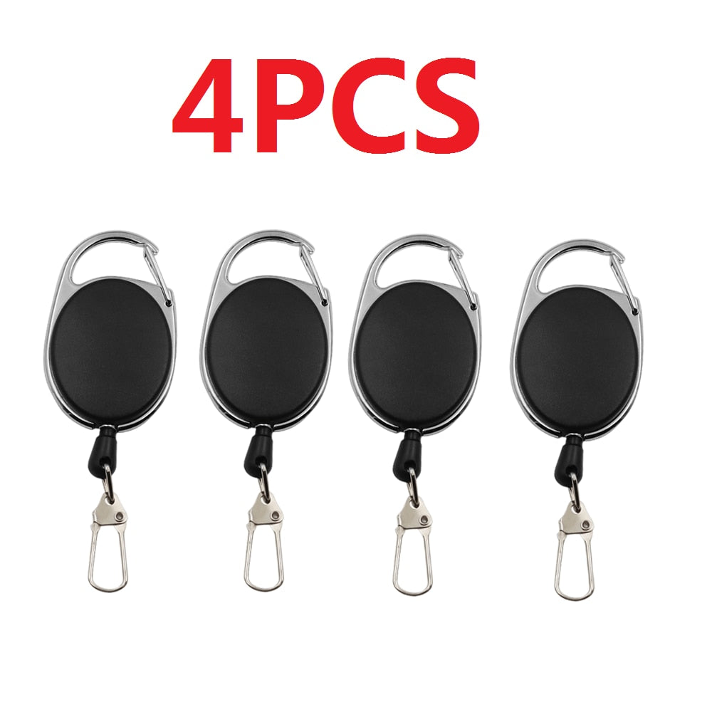 1-4pcs Retractable Key Chain Reel Badge Holder with Quick Release Spring Clip