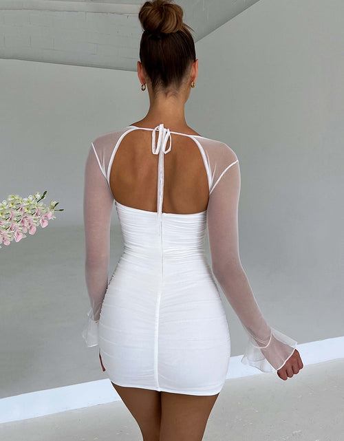 Load image into Gallery viewer, Elegant Backless Sexy Mini Dress For Women Robe Two Layer Mesh Full Sleeve Zipper Bodycon Party Short Dress Vestido
