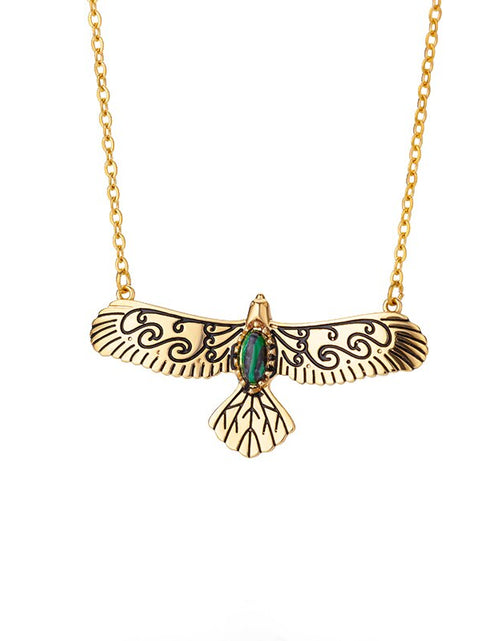 Load image into Gallery viewer, Green Stone Opal Eagle Pendant Necklace for Women Men Goth Gold Plated Stainless Steel Necklaces 2023 Trend Aesthetic Jewelry
